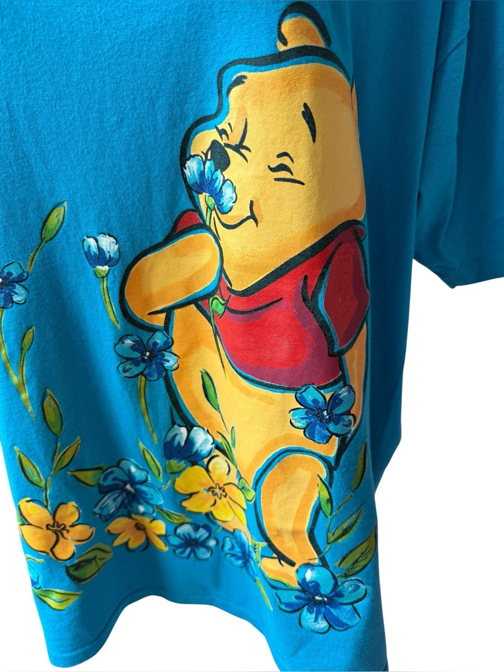 Vintage 90s Winnie the Pooh Floral Graphic Tee XL Made in USA - Picture 2 of 5